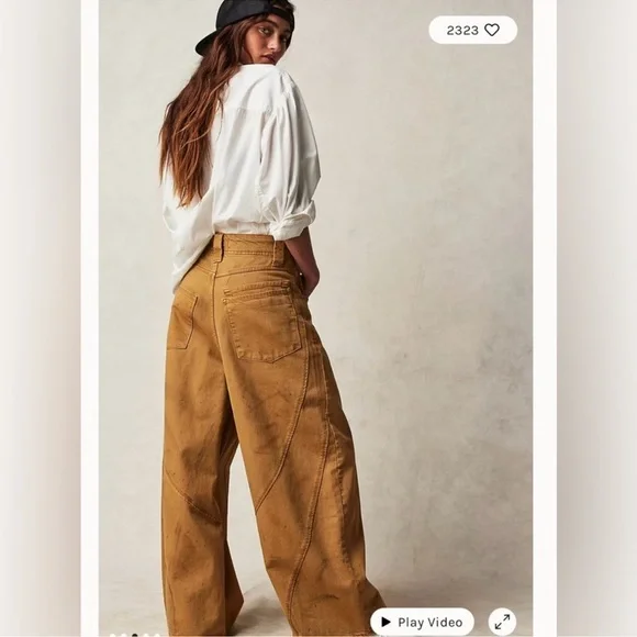 NEW Free People We The Free Chill Vibes Dropped Wide Leg Khaki Scout Jeans 31 - Picture 4 of 11